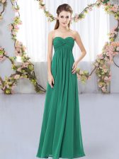  Sweetheart Sleeveless Zipper Court Dresses for Sweet 16 Dark Green Chiffon