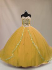 Dramatic Sweetheart Sleeveless Sweet 16 Dresses Beading Brown Tulle