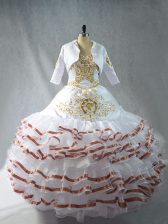 Beauteous Sweetheart Sleeveless Lace Up Quince Ball Gowns White Organza
