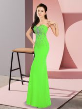 Custom Designed Floor Length Zipper Evening Dress for Prom and Party with Beading
