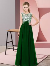  Beading and Appliques Quinceanera Court of Honor Dress Dark Green Zipper Sleeveless Floor Length