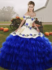  Sleeveless Embroidery and Ruffled Layers Lace Up Sweet 16 Dresses