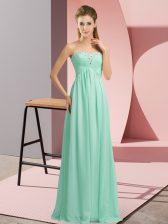  Beading Prom Party Dress Apple Green Lace Up Sleeveless Floor Length