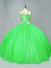 Ball Gowns Quinceanera Gowns Sweetheart Tulle Sleeveless Floor Length Lace Up