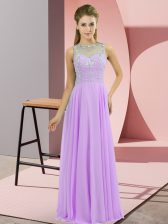  Lavender High-neck Neckline Beading Sleeveless Zipper