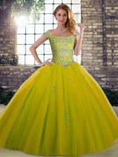 Spectacular Tulle Sleeveless Floor Length Vestidos de Quinceanera and Beading