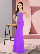 Flare Lavender Prom Evening Gown Prom and Party with Beading Sweetheart Sleeveless Zipper