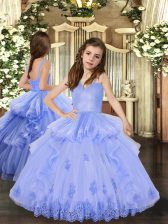  Sleeveless Appliques Lace Up Little Girls Pageant Dress