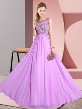  Sleeveless Backless Floor Length Beading and Appliques Quinceanera Court of Honor Dress