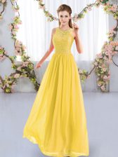  Gold Scoop Zipper Lace Quinceanera Court Dresses Sleeveless