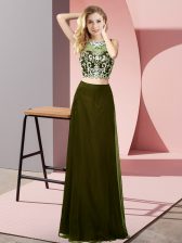 Modern Scoop Sleeveless Chiffon Beading Backless