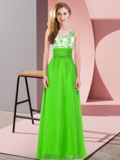 Inexpensive Empire Damas Dress Scoop Chiffon Sleeveless Floor Length Backless