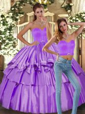 Ruffled Layers Sweet 16 Quinceanera Dress Lilac Backless Sleeveless Floor Length
