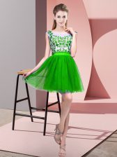 Fine Green Zipper Dama Dress Lace Sleeveless Mini Length
