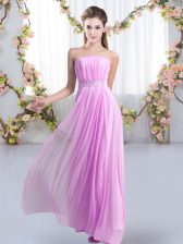 Shining Chiffon Sleeveless Damas Dress Sweep Train and Beading