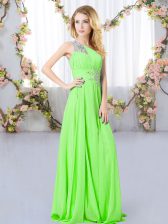 Suitable Sleeveless Floor Length Beading Zipper Vestidos de Damas with 