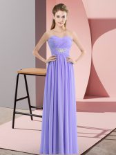 Decent Floor Length Empire Sleeveless Lavender Prom Gown Zipper