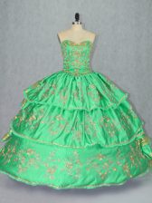 Elegant Floor Length Ball Gowns Sleeveless Green 15th Birthday Dress Lace Up