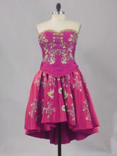  Mini Length Fuchsia Homecoming Dress Sweetheart Sleeveless Lace Up
