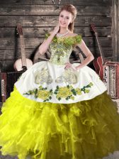  Ruffles Quinceanera Dresses Olive Green Lace Up Sleeveless Floor Length
