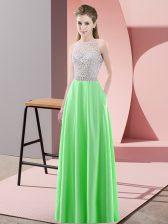  Floor Length Empire Sleeveless Green Prom Dress Backless