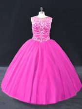 Fantastic Sleeveless Lace Up Floor Length Beading 15th Birthday Dress