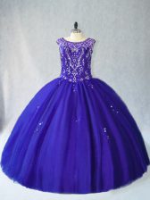  Sleeveless Beading Lace Up Quinceanera Gown
