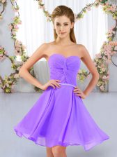 Gorgeous Sweetheart Sleeveless Lace Up Dama Dress Lavender Chiffon