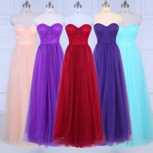 Graceful Sweetheart Sleeveless Zipper Quinceanera Court of Honor Dress Peach Tulle