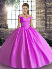 Discount Off The Shoulder Sleeveless Lace Up Sweet 16 Dresses Lilac Tulle