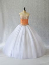 Comfortable Sweetheart Sleeveless Lace Up Sweet 16 Dresses White Tulle
