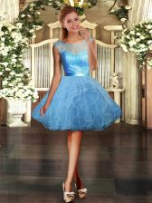  Scoop Sleeveless Backless Dress for Prom Light Blue Tulle