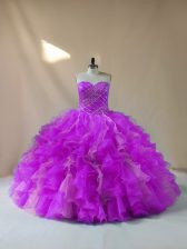  Sleeveless Lace Up Beading and Ruffles Vestidos de Quinceanera