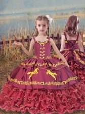 Luxurious Organza Sleeveless Floor Length Pageant Gowns For Girls and Beading and Embroidery and Ruffled Layers