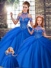 Noble Sleeveless Brush Train Lace Up Beading and Pick Ups Vestidos de Quinceanera
