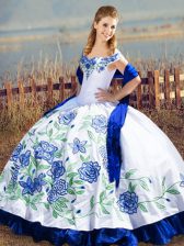  Sleeveless Lace Up Floor Length Embroidery and Ruffles Quinceanera Dress