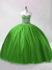  Tulle Sleeveless Floor Length Quince Ball Gowns and Beading