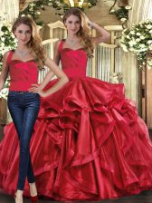 Sexy Organza Sleeveless Floor Length Quinceanera Gown and Ruffles
