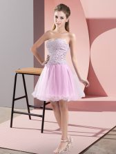  Lilac Sweetheart Zipper Beading Evening Dress Sleeveless