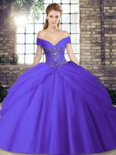  Sleeveless Brush Train Beading and Pick Ups Lace Up 15th Birthday Dress