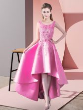 Fantastic Scoop Sleeveless Satin Quinceanera Court Dresses Lace Zipper