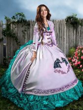  Ball Gowns 15 Quinceanera Dress Blue And White Sweetheart Satin and Organza Sleeveless Floor Length Lace Up