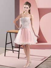  Pink Sweetheart Zipper Beading Prom Gown Sleeveless
