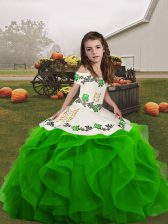 Trendy Floor Length Little Girls Pageant Dress Straps Sleeveless Lace Up