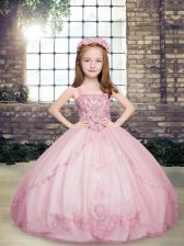 Dramatic Lilac Sleeveless Tulle Lace Up Glitz Pageant Dress for Party and Wedding Party