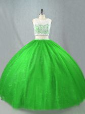 Wonderful Green Scoop Zipper Beading Sweet 16 Dresses Sleeveless