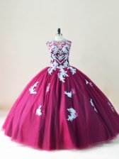 Fitting Sleeveless Lace Up Floor Length Beading and Appliques Quince Ball Gowns
