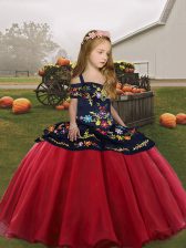 Dazzling Straps Sleeveless Organza Glitz Pageant Dress Embroidery Lace Up