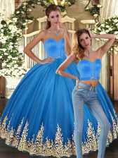 Cheap Tulle Sleeveless Floor Length Quinceanera Dress and Embroidery