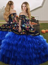  Sleeveless Embroidery and Ruffled Layers Lace Up Sweet 16 Dress